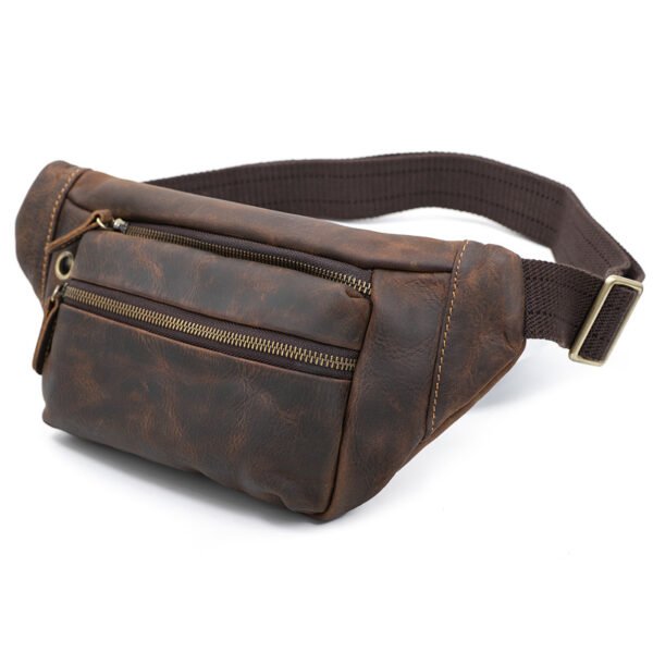 Vintage Crazy Horse Leather Waist Bag for Men