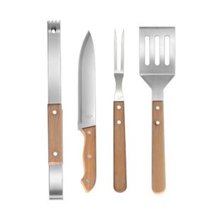 BBQ Grill set with wooden handle Stainless steel cutlery set for outdoor picnic