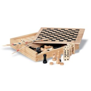 4 in 1 Wood Game Set Mikado with Dominos Chess and Draughts Game for  Children