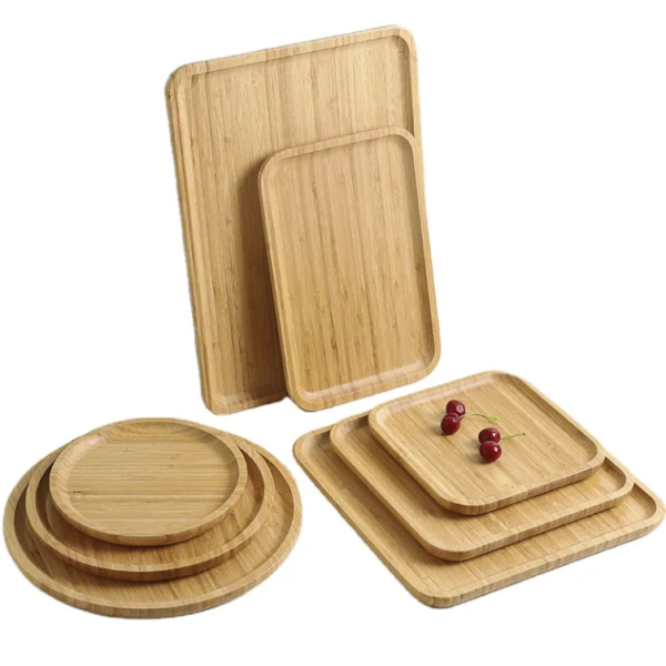 Custom Logo Bamboo Wedding Serving Tray Dish