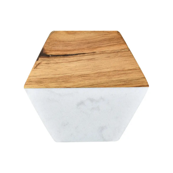 High quality hot selling natural gray stone marble circular acacia wooden coasters