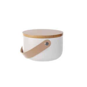 Large Ceramic Candle Holder with Wooden Handle - Customizable