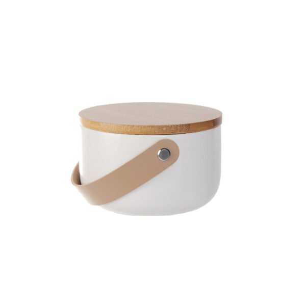 Large Ceramic Candle Holder with Wooden Handle - Customizable