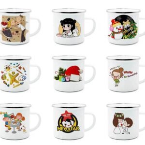 Ceramic Enamel Mugs with Silver Rim - Customizable