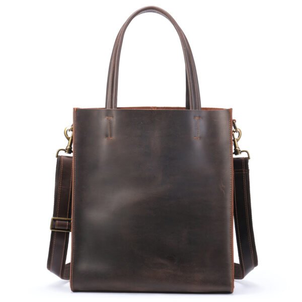 Vintage Crazy Horse Leather Tote Bag - Unisex & Spacious