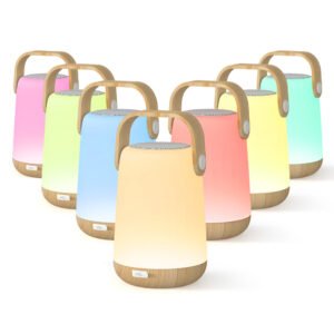 7-Color LED Bamboo Bluetooth Speaker | Portable Night Light
