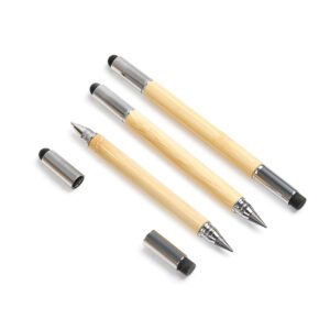Eco-Friendly Bamboo Pen with Touchscreen & Graphite Tips
