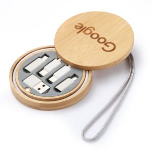 60W Bamboo Multi-Function Charger & Cable Organizer