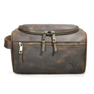 Retro First Layer Leather Toiletry Bag - Unisex