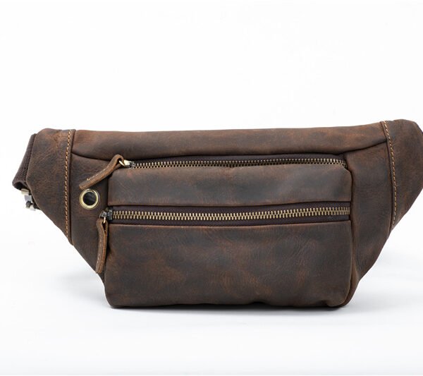 Vintage Crazy Horse Leather Fanny Pack - Trendy & Durable