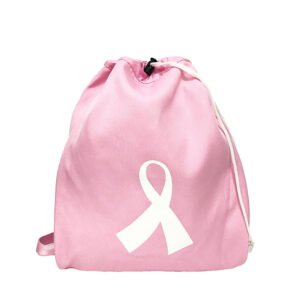 Eco-Friendly RPET Drawstring Backpack - Pink Ribbon