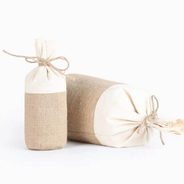 Round Cotton & Jute Drawstring Grain Storage Bag