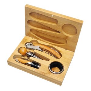 Eco-Friendly Bamboo Wine Tool Set - 5 Pieces