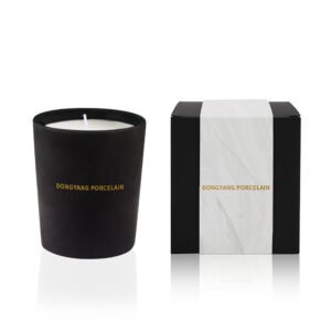 Custom Black Ceramic Candle Jars with Wooden Lids