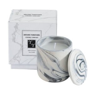 Custom Marble Candle Jar Set with Lid, DIY Logo, Ceramic