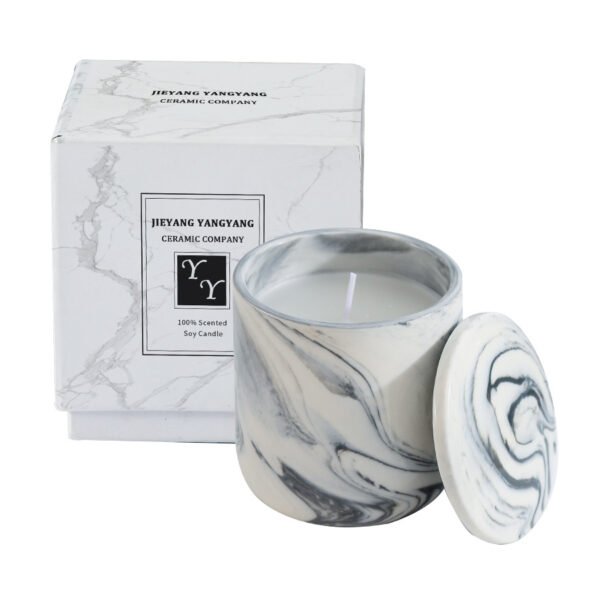 Custom Marble Candle Jar Set with Lid, DIY Logo, Ceramic