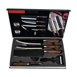 Hammered 6-Piece Forged Stainless Steel Knife Set